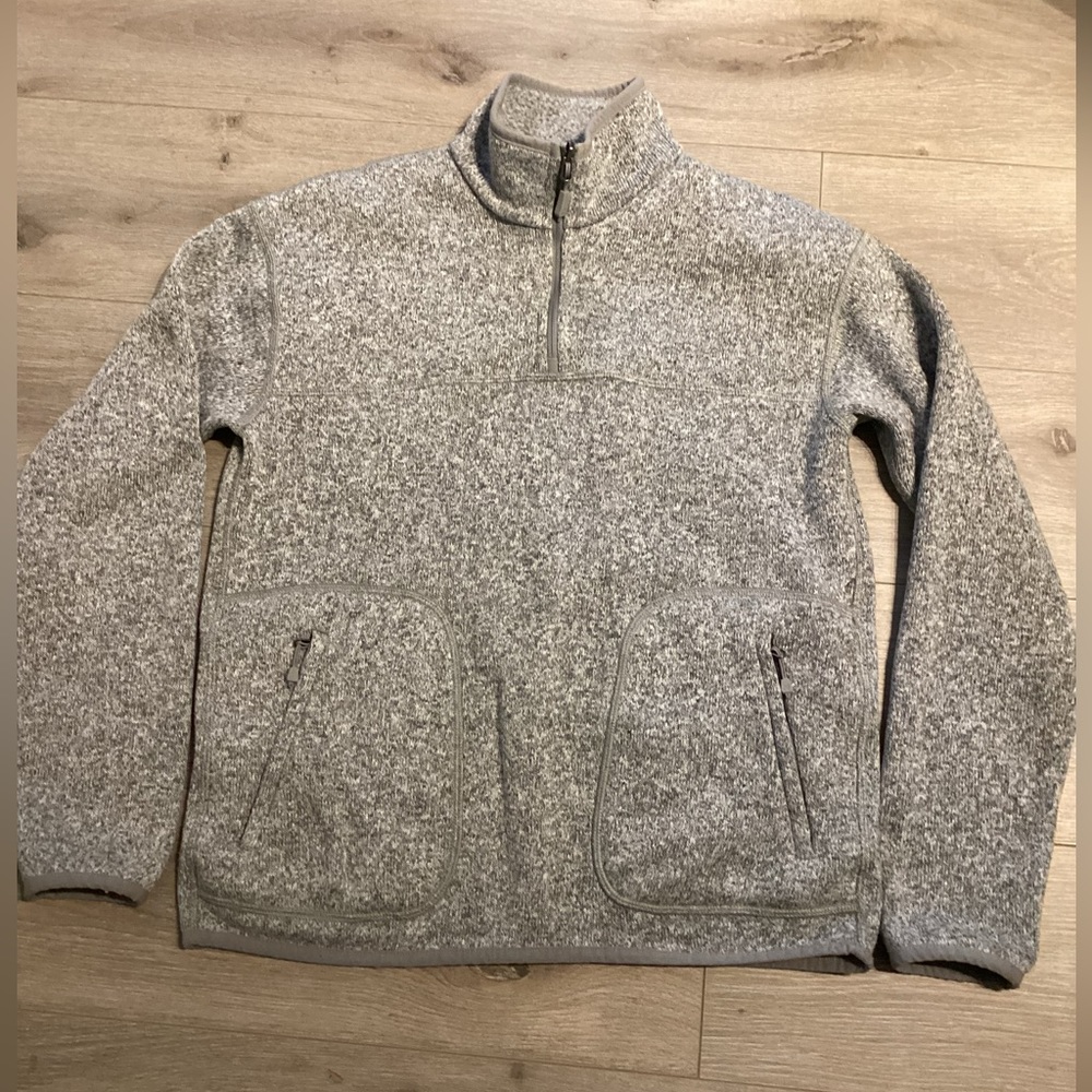 MEC half zip jacket brushed knit in salt and pepper